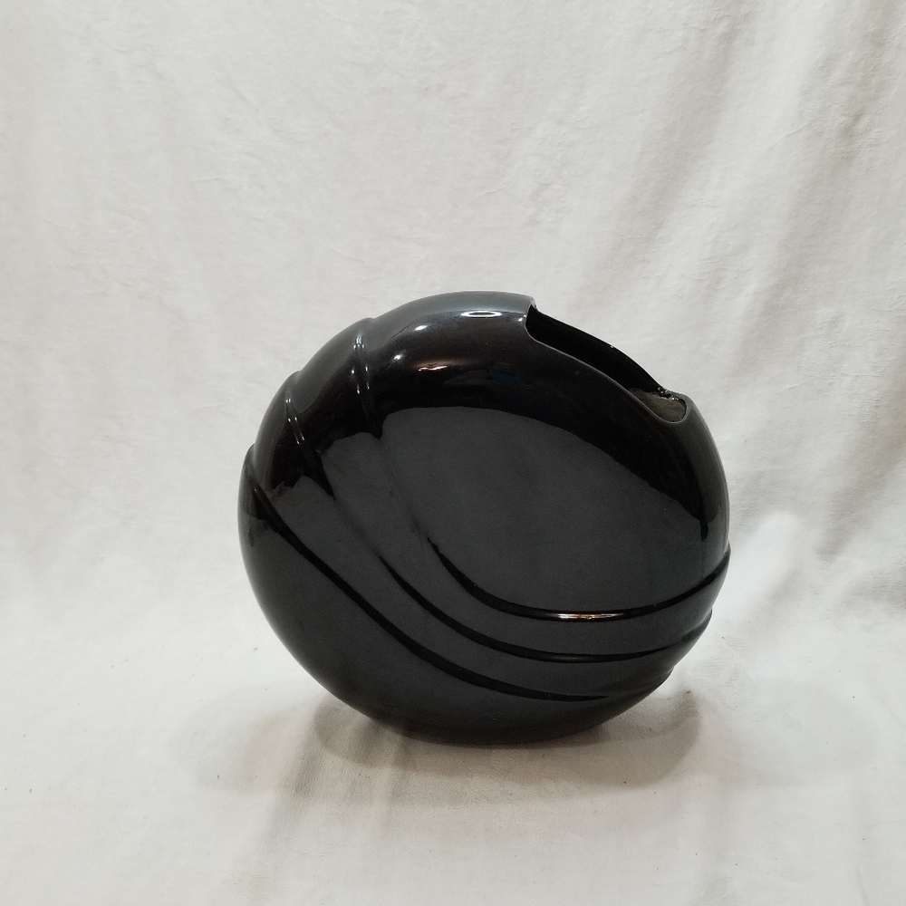 Vintage Haeger Pottery Round Black Vase